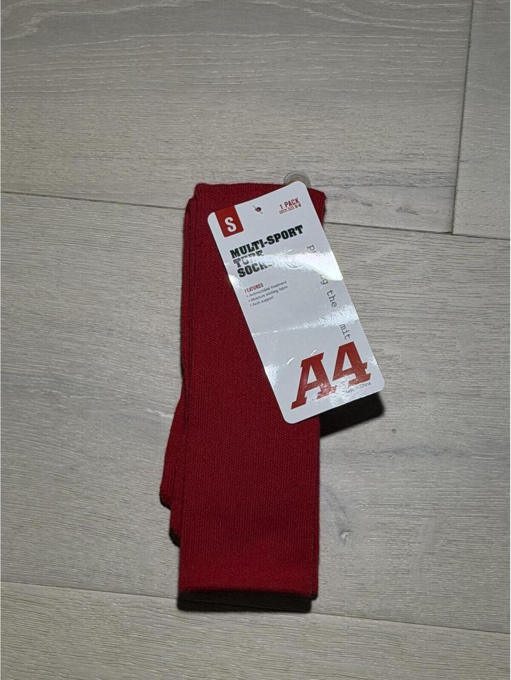 A4 Multi Sport Tube Socks Red and Green Size Small Pack Athletic Soccer NWT